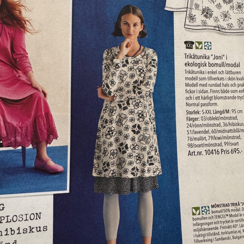 NWT Gudrun Sjödén Joni Tunic – Black & White Floral, Size S - Picture 7 of 9